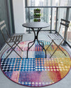 Urban Terrace Collection Area Rug -  Atrium Round Multi  lifestyle 50