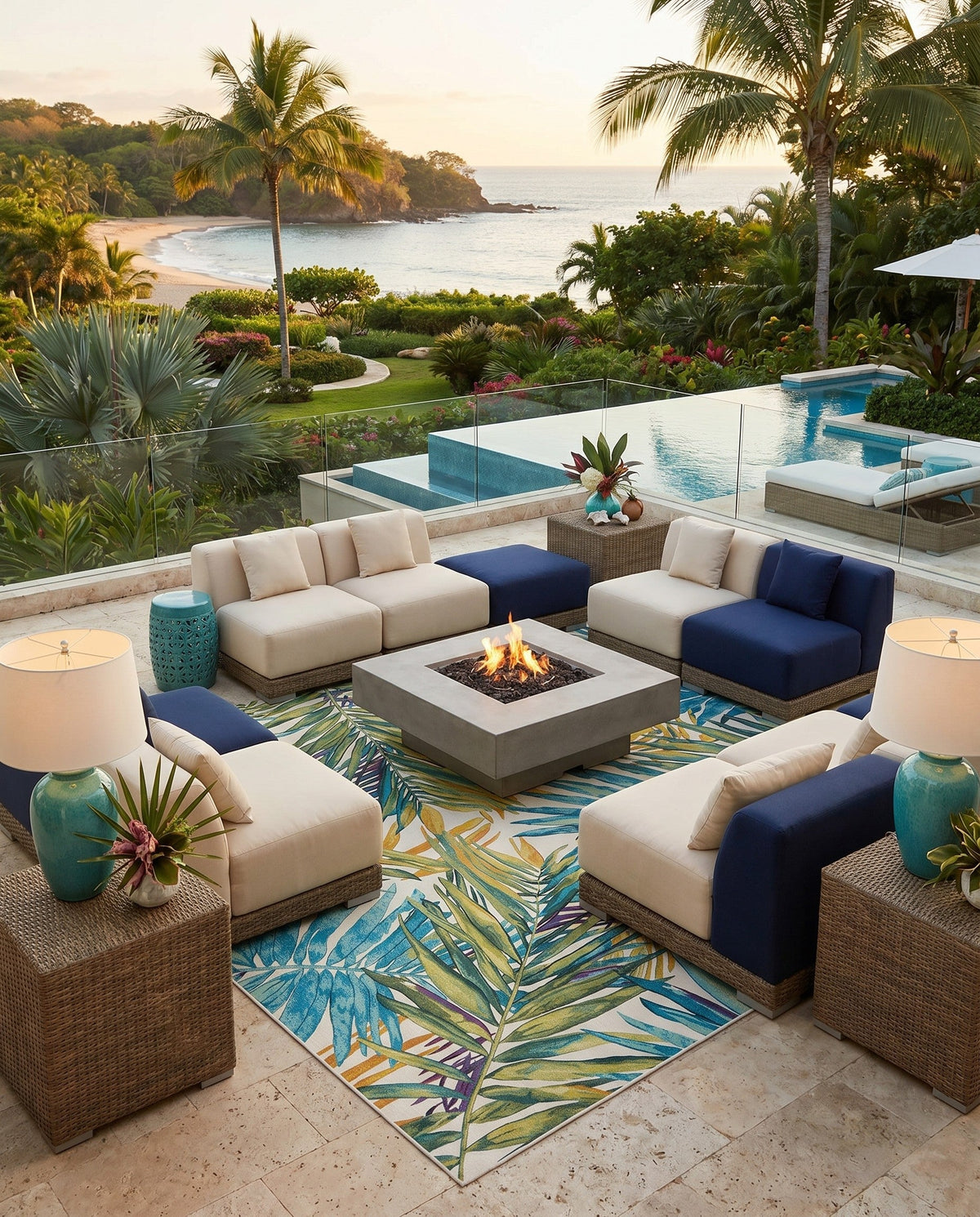Seaside Blooms Collection Area Rug -  Arcadia Square Multi  lifestyle 112