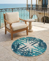 Seaside Blooms Collection Area Rug -  Provence Round Teal blue  lifestyle 79