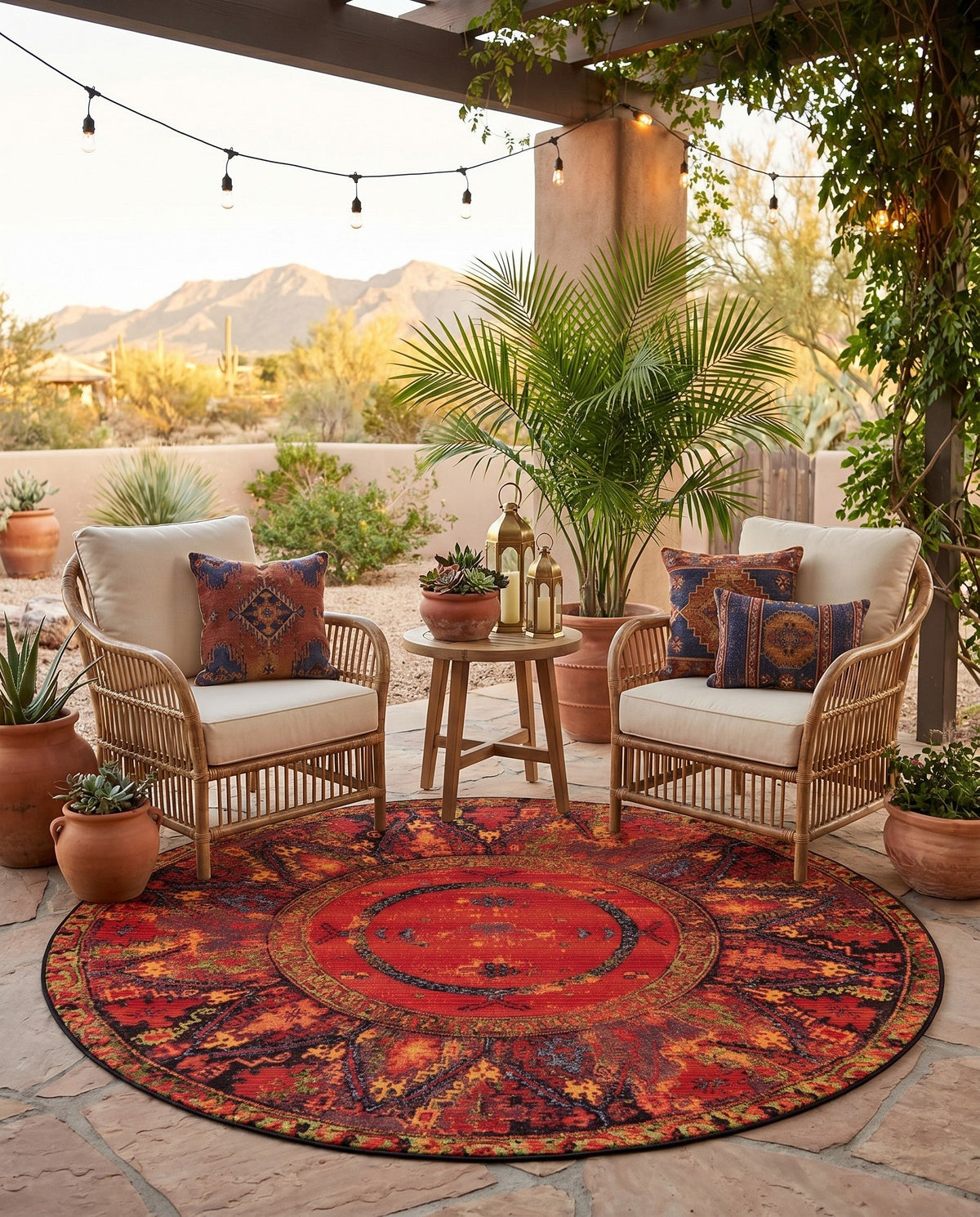 Safari Escape Rugs Collection Area Rug - Serengeti Round Multi  lifestyle 113