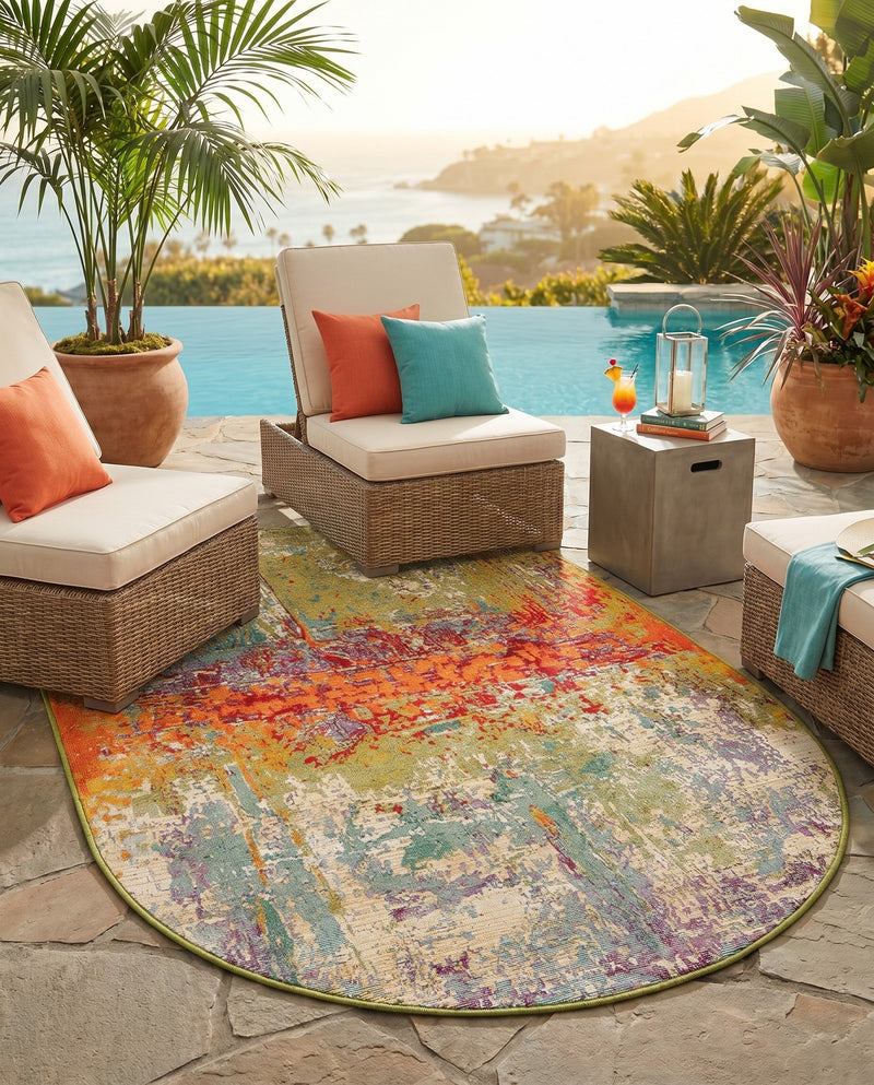 Urban Terrace Collection Area Rug -  Terrace Oval Multi  lifestyle 37