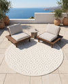 Garden Lattice Charm Collection Area Rug - Arbor (Ivory) Round Ivory  lifestyle 56