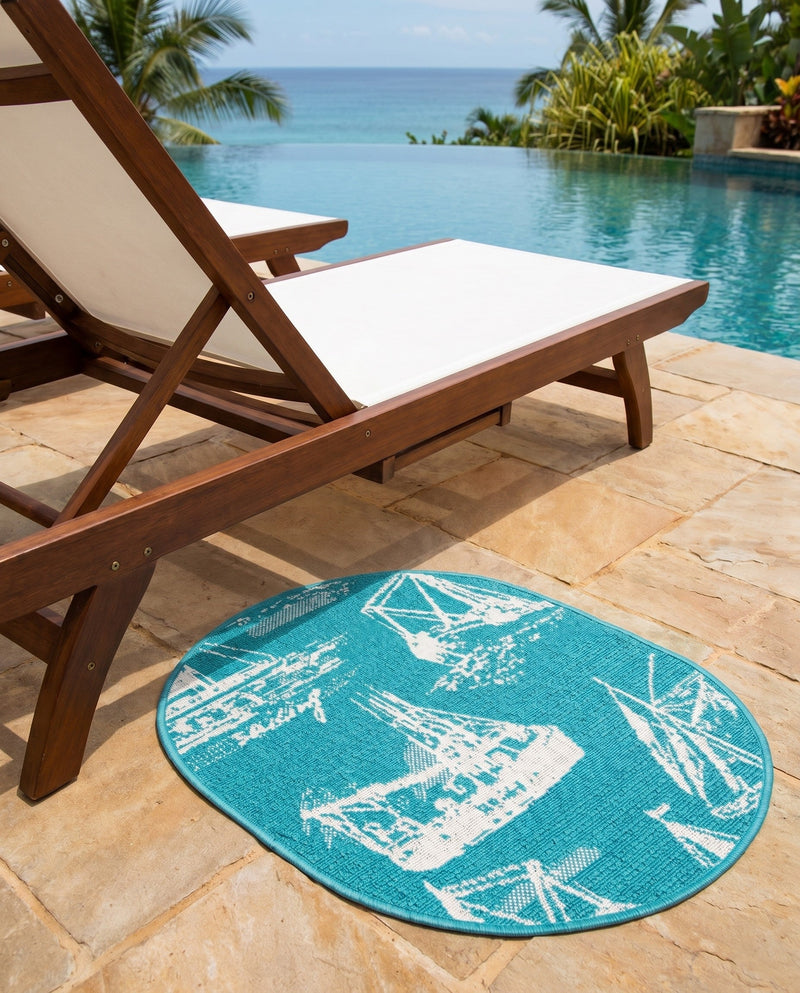Seaside Haven Rugs Collection Area Rug -  Beachcomber Oval Teal  lifestyle 56