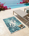 Seaside Blooms Collection Area Rug -  Provence Rectangle Teal blue  lifestyle 20