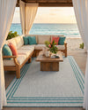 Bahama Breeze Outdoor Collection Area Rug -  Abaco Rectangle Gray Teal  lifestyle 38