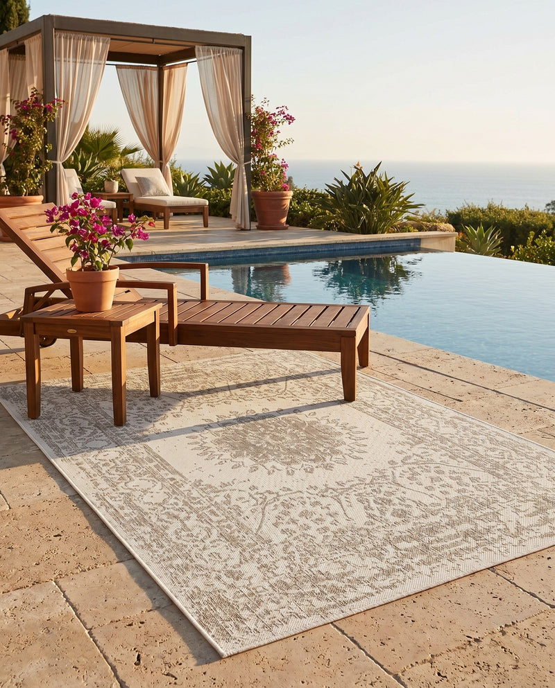 Patio Heritage Collection Area Rug -  Lafayette (Gray) Rectangle Gray  lifestyle 13