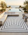 Sustainable Strands Indoor-Outdoor Oasis Collection Area Rug - Harborview Rectangle Gray and White  lifestyle 42