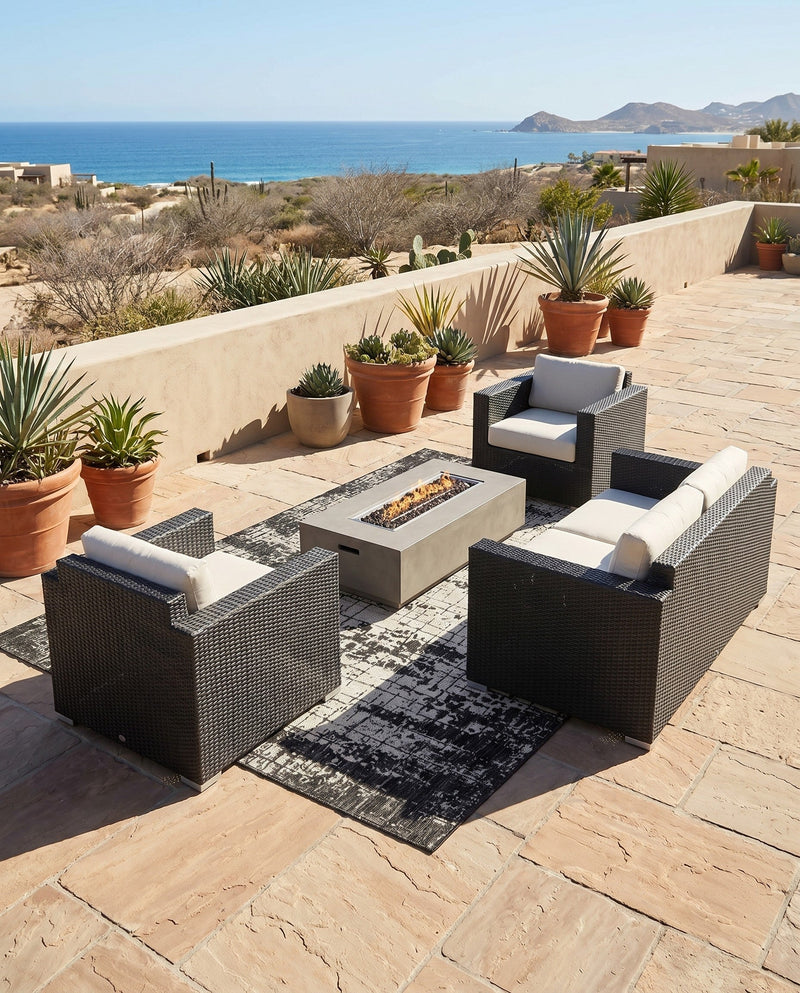 Urban Terrace Collection Area Rug -  Midtown Rectangle Black and White  lifestyle 11