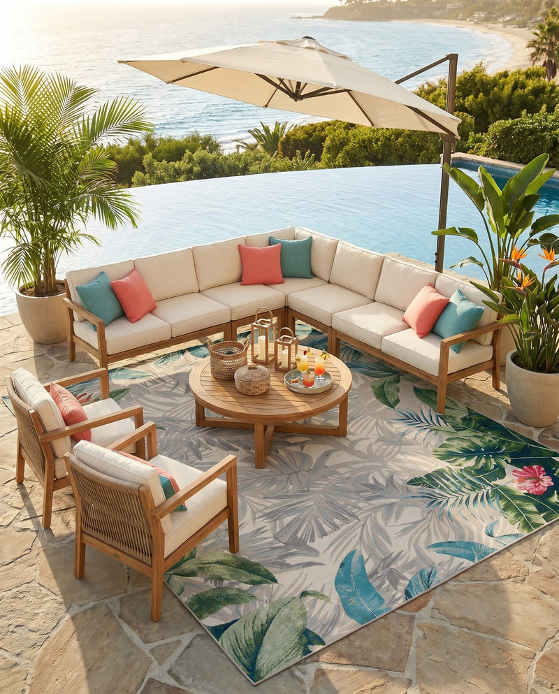 Seaside Blooms Collection Area Rug -  Paradise Rectangle Multi  lifestyle 12
