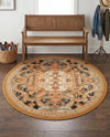 Patio Heritage Collection Area Rug - Veranda Round Black Gold Brown  lifestyle 80