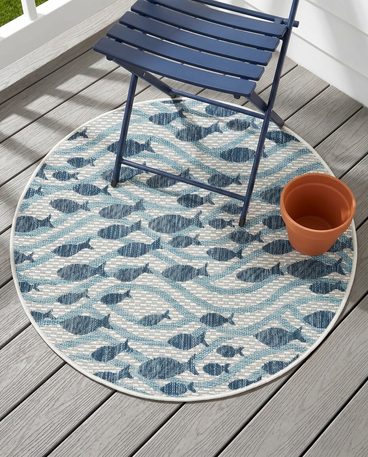 Seaside Haven Rugs Collection Area Rug -  Harbor Round Blue  lifestyle 81