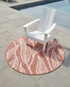 Seaside Blooms Collection Area Rug -  Evergreen (Rust Red) Round Rust Red  lifestyle 46