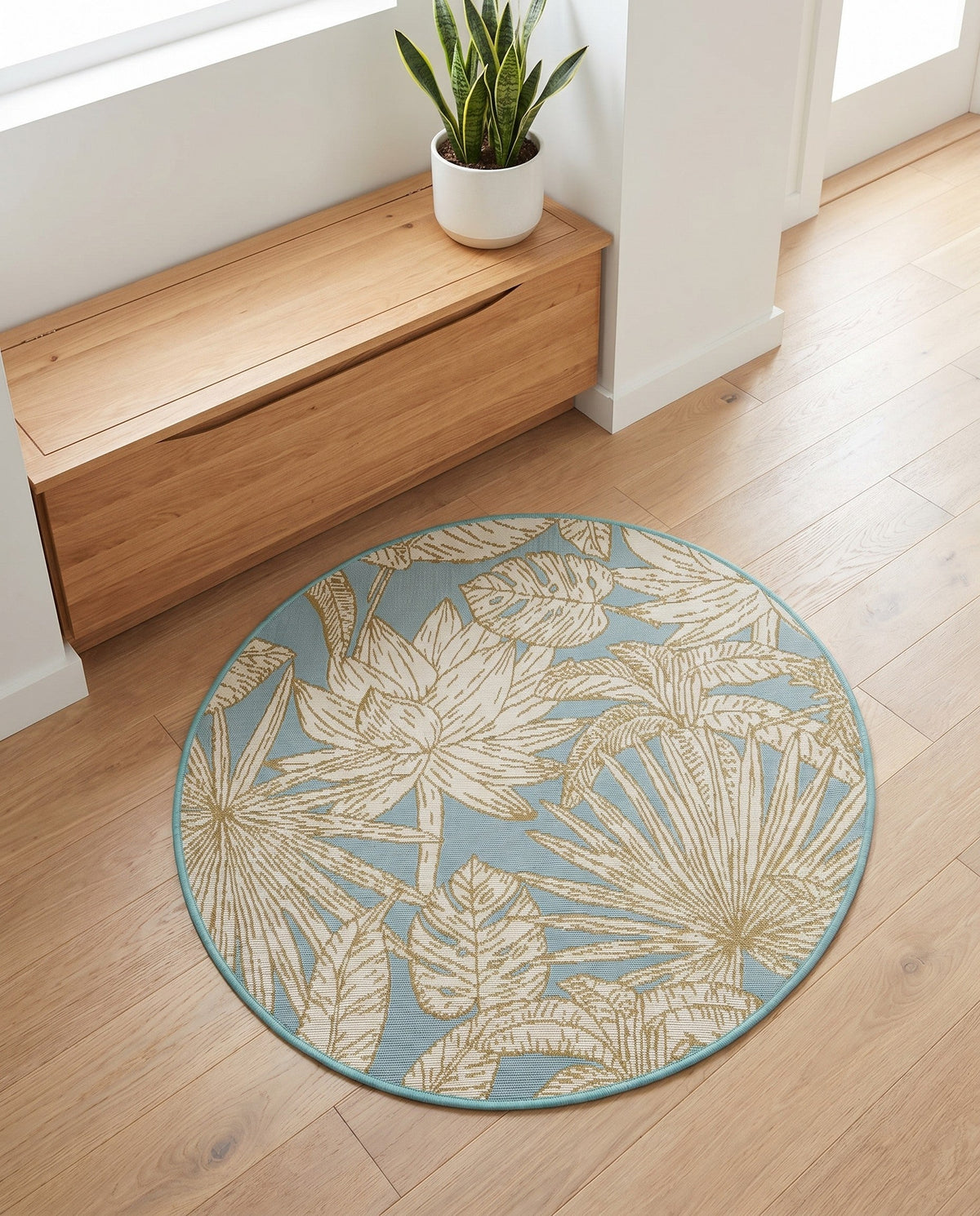 Seaside Blooms Collection Area Rug -  Shalimar Round Soft Blue  lifestyle 81