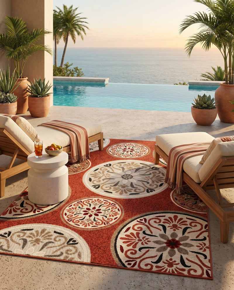 Urban Terrace Collection Area Rug -  Deck Rectangle Terracotta  lifestyle 49