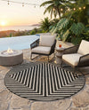 Urban Terrace Collection Area Rug -  Astoria (Black and White) Round Black and White  lifestyle 68