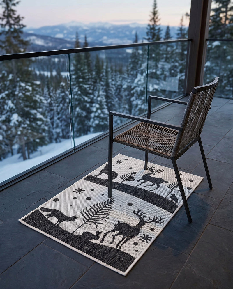 Garden Festivity Collection Area Rug - Evergreen Rectangle Black and White  lifestyle 55