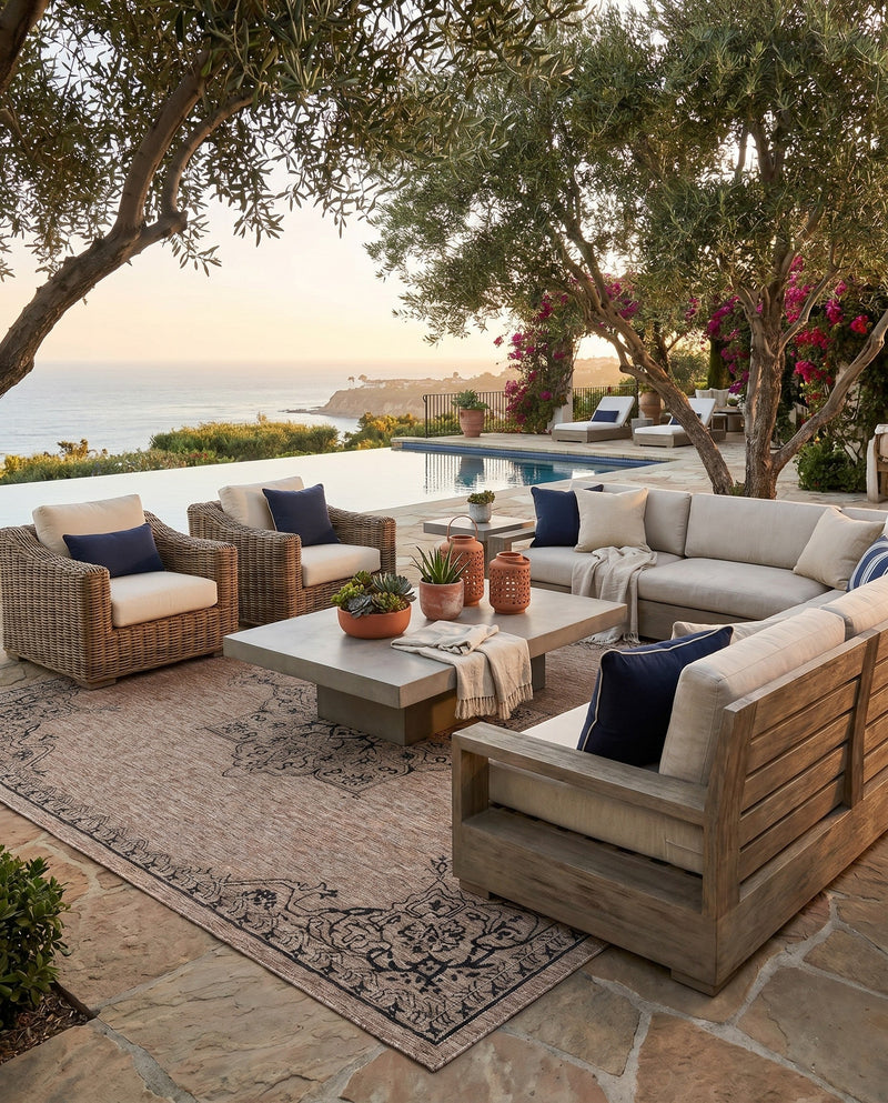 Patio Heritage Collection Area Rug -  Charleston (Beige) Rectangle Beige  lifestyle 7