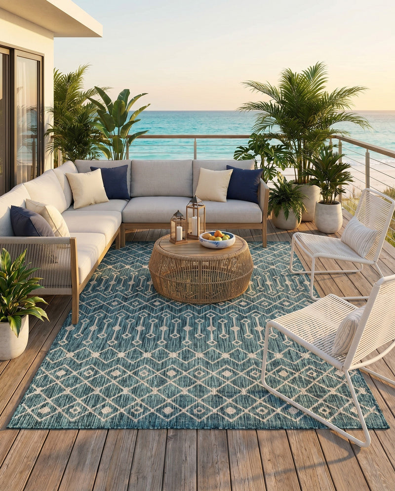 Savannah Pergola Collection Area Rug -  Pergola (Teal) Rectangle Teal  lifestyle 15