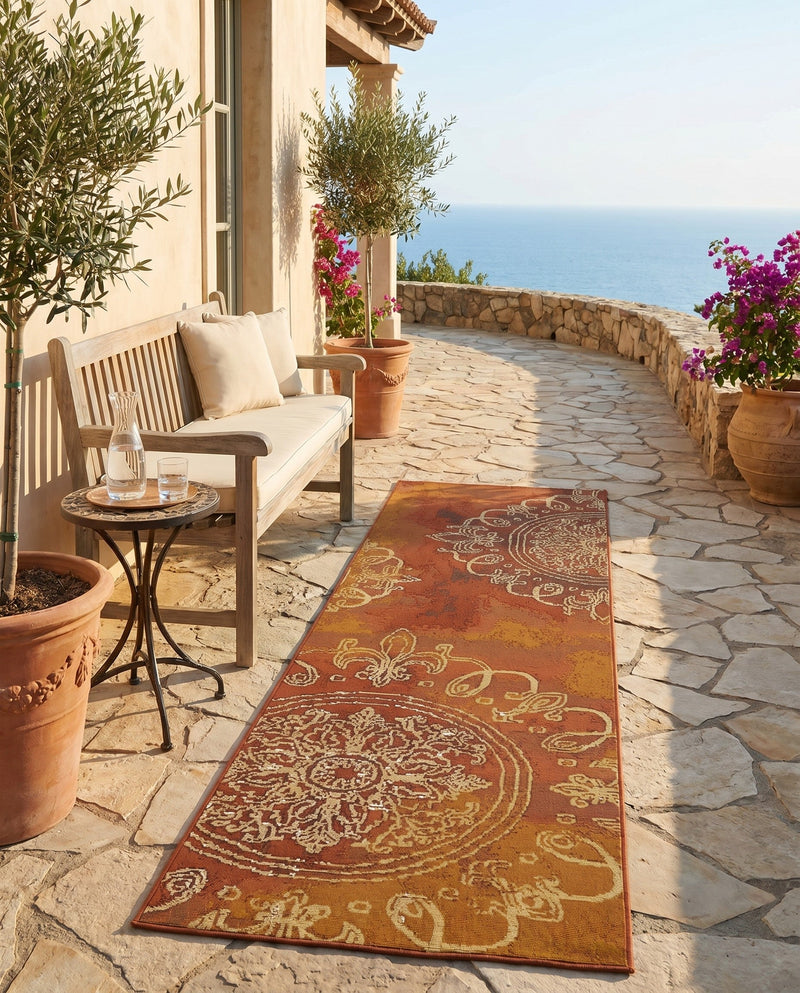 Urban Terrace Collection Area Rug -  Veranda Runner Brown  lifestyle 28
