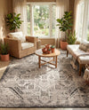 Tribal Terrace Treasures Collection Area Rug - Mayan Marina (Charcoal Gray) Rectangle Charcoal Gray  lifestyle 46