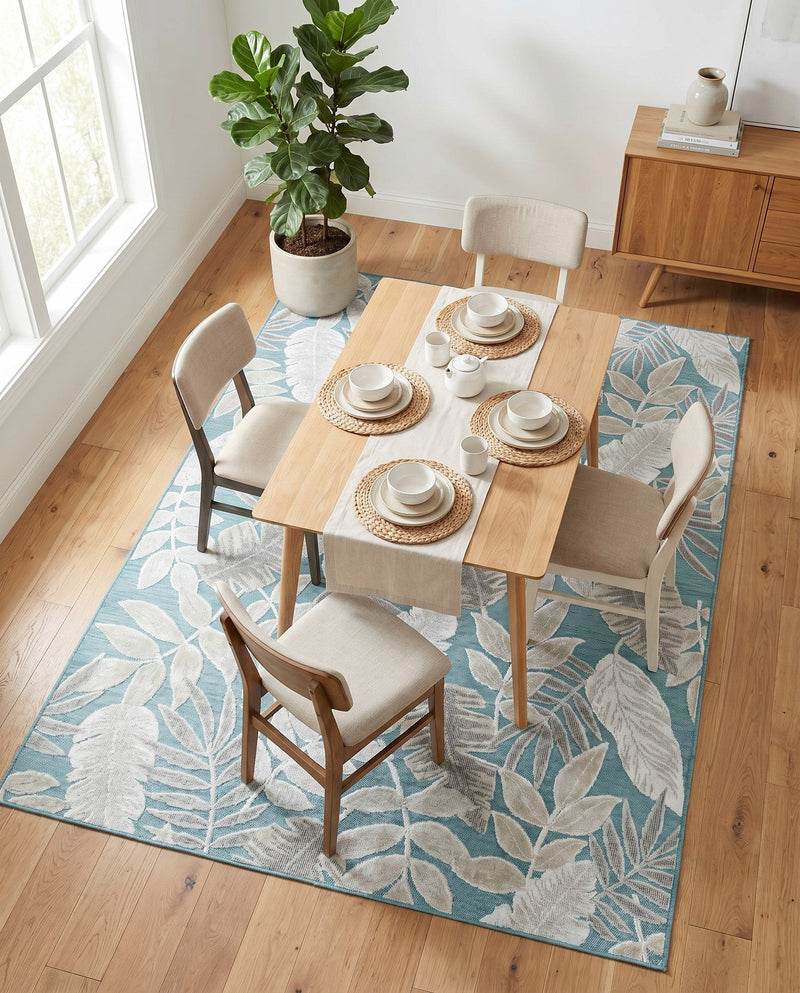 Seaside Blooms Collection Area Rug -  Serene Rectangle Light Blue  lifestyle 73