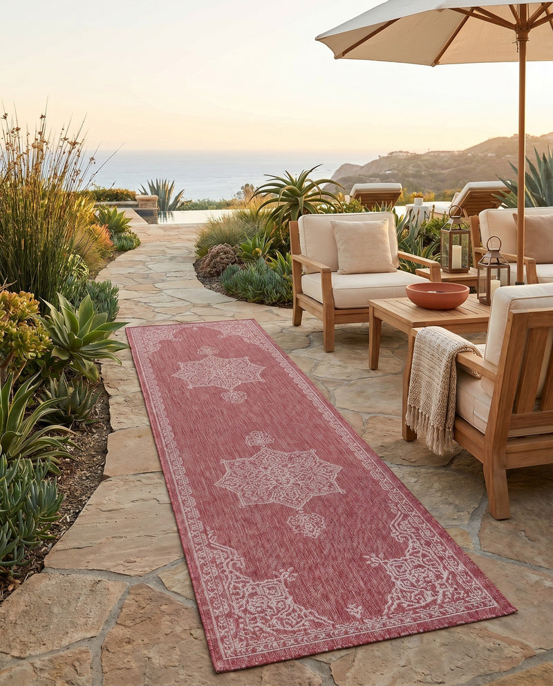 Patio Heritage Collection Area Rug -  Charleston (Rust Red) Runner Rust Red  lifestyle 58