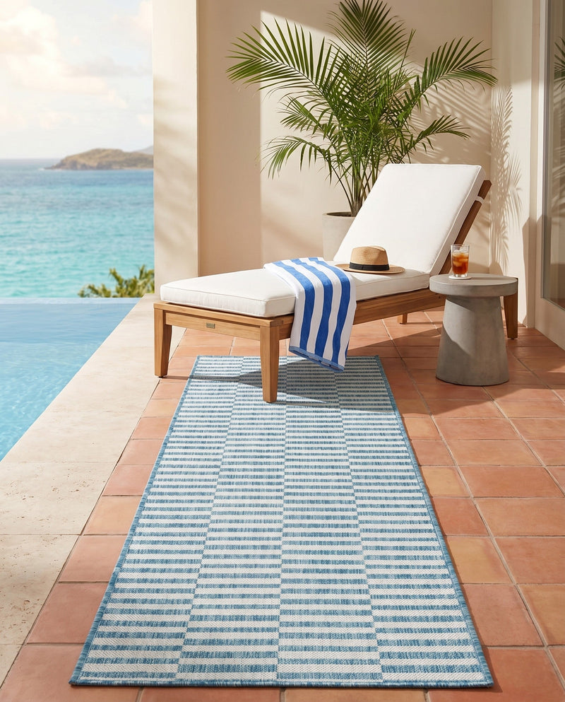 Seaside Stripes Collection Area Rug - Cabana (Light Aqua) Runner Light Aqua  lifestyle 43