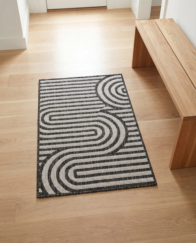 Urban Terrace Collection Area Rug -  Uptown Rectangle Black and White  lifestyle 4