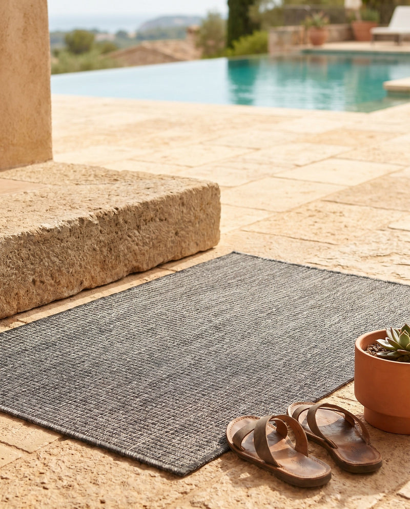 Seaside Serenity Collection Area Rug - Veranda (Black) Rectangle Black  lifestyle 36