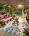 Bahama Breeze Outdoor Collection Area Rug -  Bimini Rectangle Blue  lifestyle 21