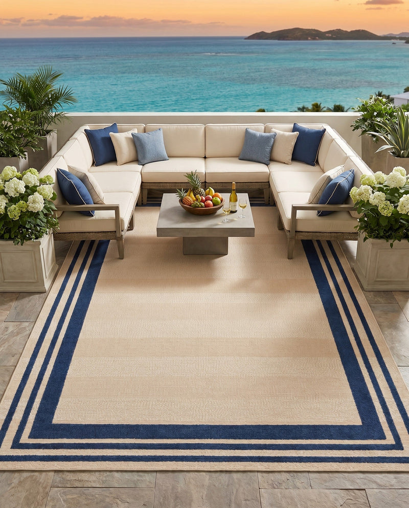 Bahama Breeze Outdoor Collection Area Rug -  Abaco Rectangle Beige  lifestyle 10