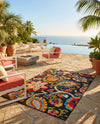 Outdoor Marrakesh Collection Area Rug - Fes Rectangle Multi Black  lifestyle 45