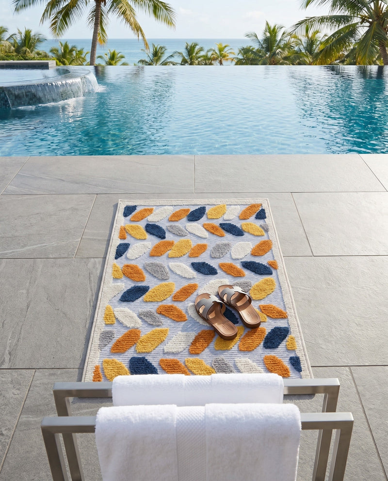 Bahama Breeze Outdoor Collection Area Rug - Nassau Rectangle Gray  lifestyle 37