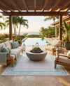 Bahama Breeze Outdoor Collection Area Rug -  Abaco Rectangle Gray Teal  lifestyle 39