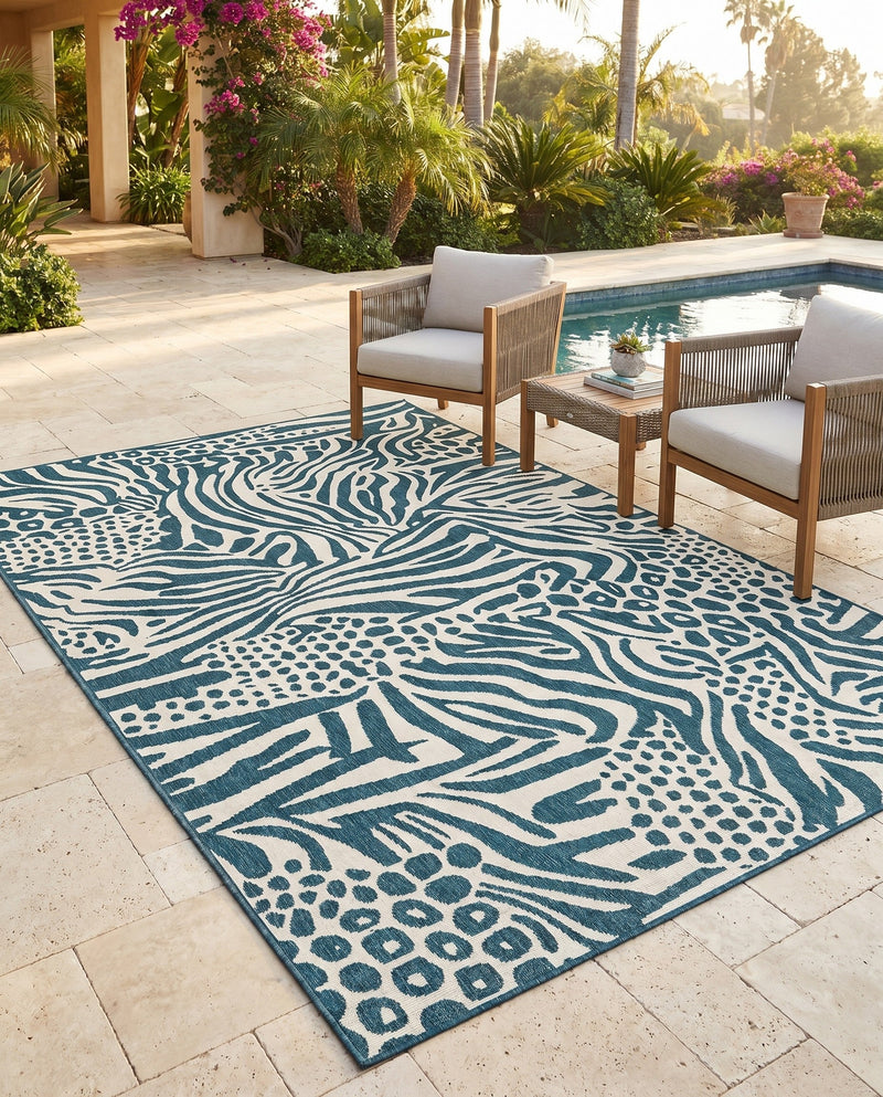 Savannah Escape Collection Area Rug -  Masai Rectangle Navy Blue and Ivory  lifestyle 15