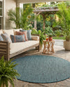 Seaside Serenity Collection Area Rug - Veranda (Teal) Round Teal  lifestyle 60