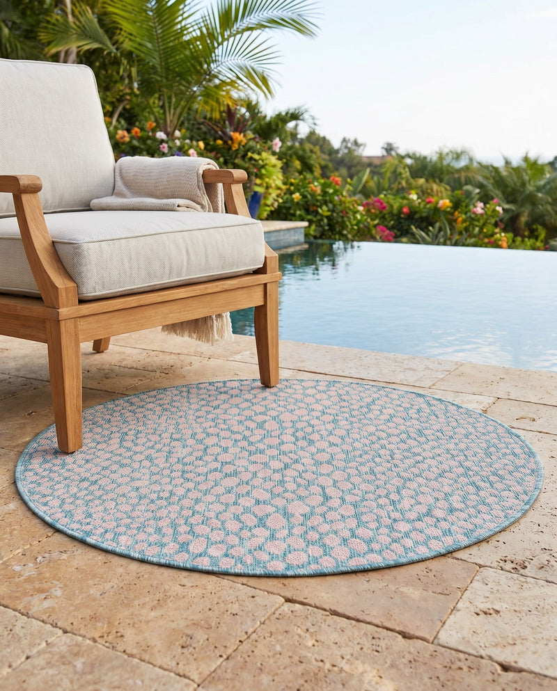 Urban Oasis Rugs Collection Area Rug -  Terrace (Pink and Aqua) Round Pink and Aqua  lifestyle 66
