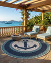 Seaside Haven Rugs Collection Area Rug -  Coralreef Round Navy Blue  lifestyle 92