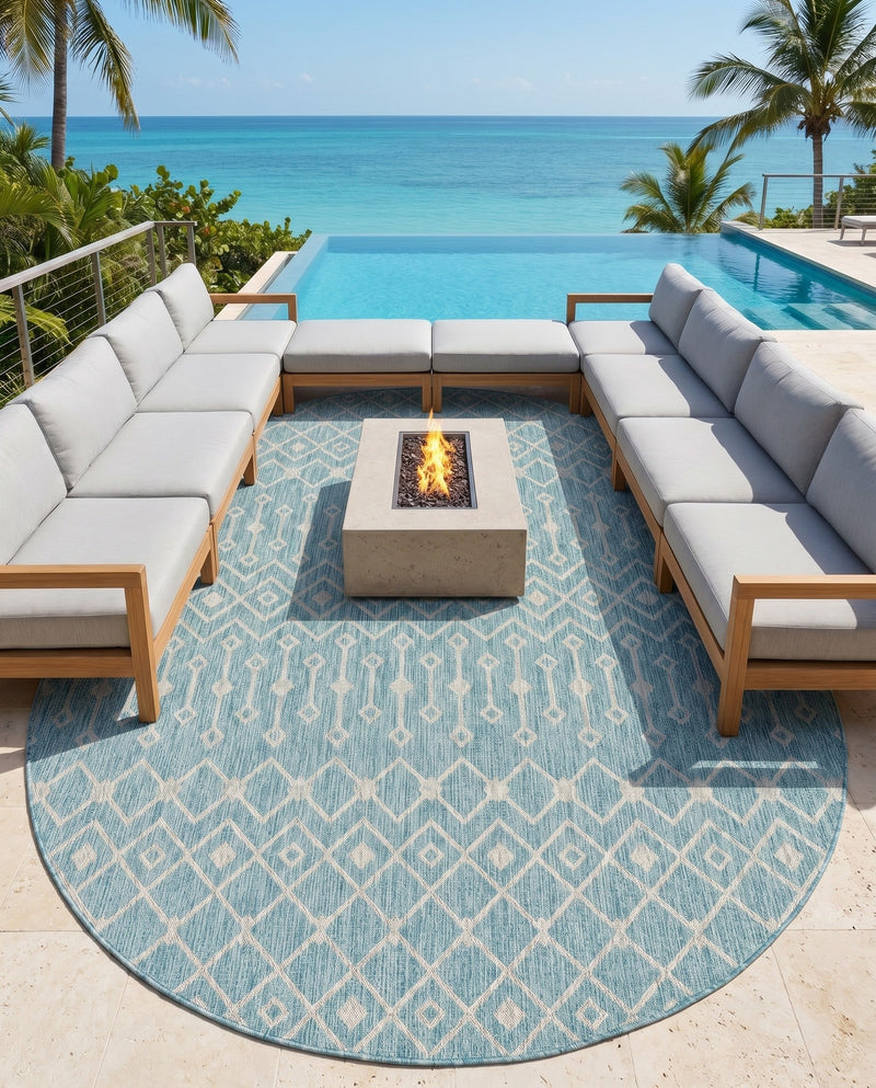 Savannah Pergola Collection Area Rug -  Pergola (Aqua) Oval Aqua  lifestyle 36