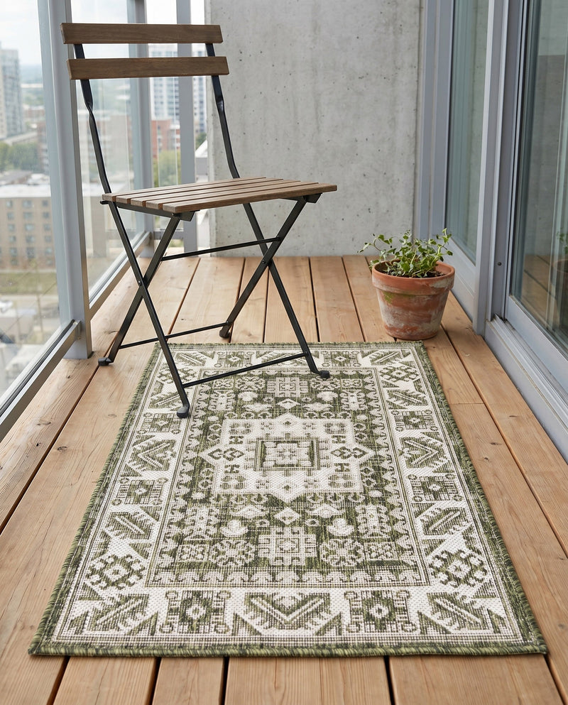 Tribal Terrace Treasures Collection Area Rug -  Incan Isle (Green) Rectangle Green  lifestyle 31