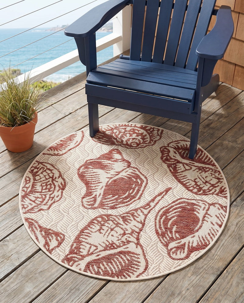 Seaside Haven Rugs Collection Area Rug -  Lighthouse (Ivory Rust Red) Round Ivory Rust Red  lifestyle 59