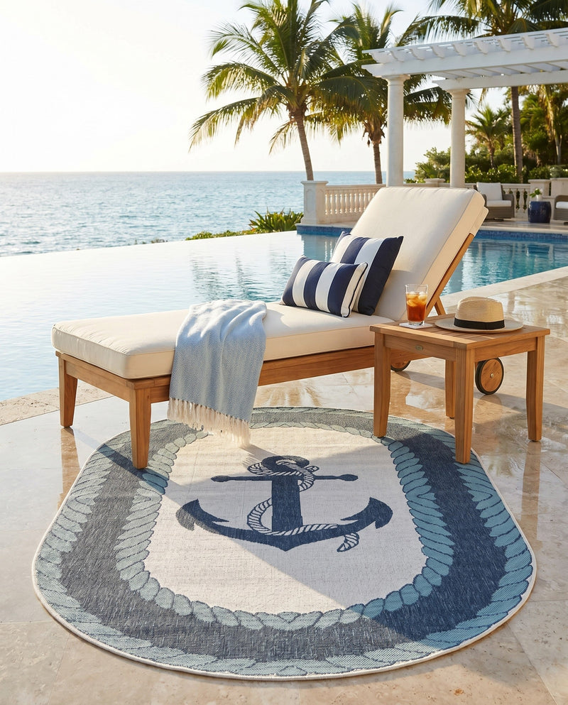 Seaside Haven Rugs Collection Area Rug -  Coralreef Oval Navy Blue  lifestyle 64