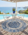 Patio Heritage Collection Area Rug - Savannah (Blue) Round Blue  lifestyle 78