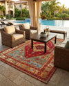 Patio Heritage Collection Area Rug -  Arbor Rectangle Red Green Blue  lifestyle 13