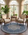 Patio Heritage Collection Area Rug -  Charleston (Blue) Round Blue  lifestyle 52