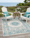 Patio Heritage Collection Area Rug -  Lafayette (Aqua) Rectangle Aqua  lifestyle 34