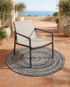 Sustainable Strands Indoor-Outdoor Oasis Collection Area Rug -  Sandbar (Black and White) Round Black and White  lifestyle 61