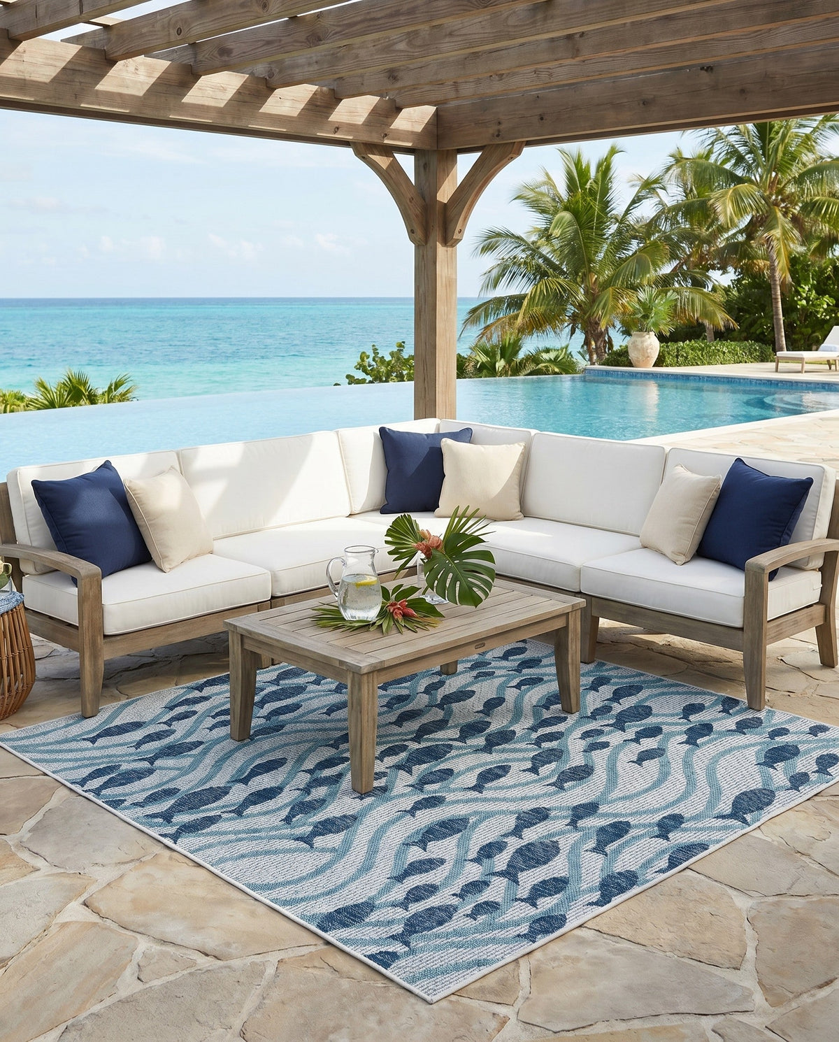 Seaside Haven Rugs Collection Area Rug -  Harbor Square Blue  lifestyle 97