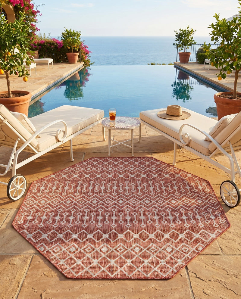 Savannah Pergola Collection Area Rug -  Pergola (Rust Red) Octagon Rust Red  lifestyle 82