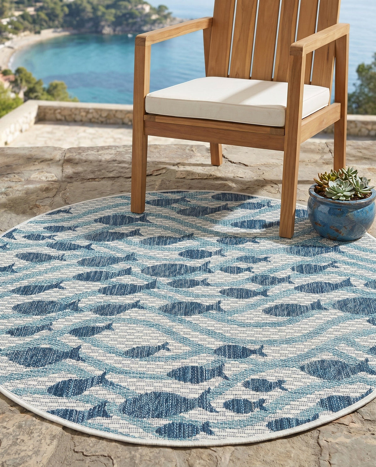 Seaside Haven Rugs Collection Area Rug -  Harbor Round Blue  lifestyle 82